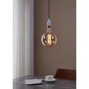 Dimmbares Eglo E27 LED Leuchtmittel in Globeform, 8W, mit warmweißem Licht und sichtbarem Filament.