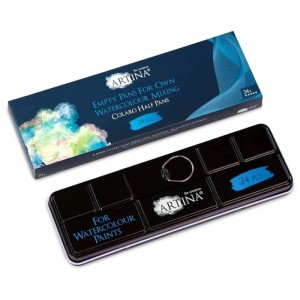 Artina Colaro Leerkasten für Aquarellfarbe mit 24 Näpfen, leer zum selbst Befüllen.