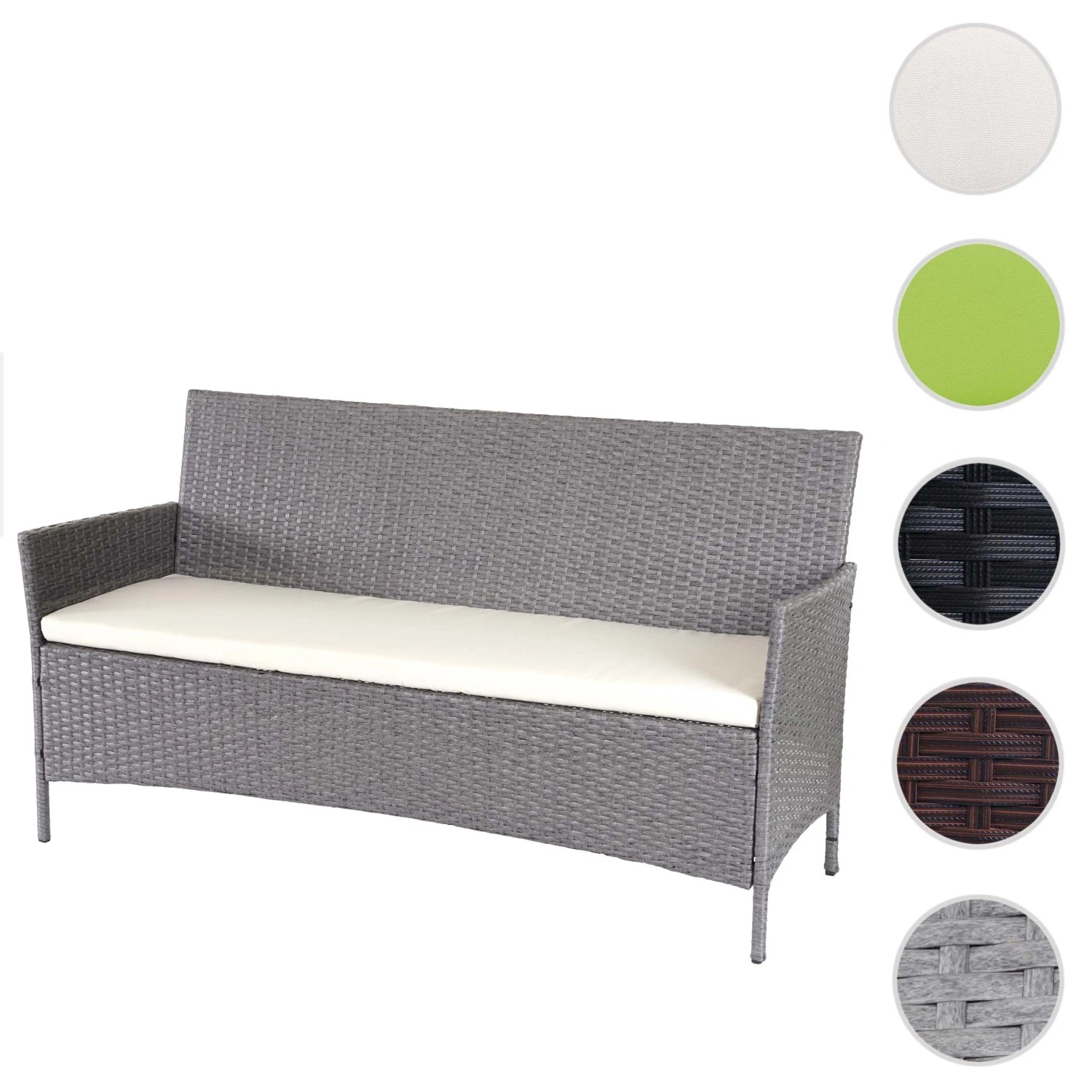 MCW 3-Sitzer Poly-Rattan Gartenbank Hamar Grau Kissen Creme kaufen bei OBI
