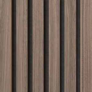 Akustikpaneel Wandverkleidung Walnuss, MDF mit schwarzem Akustikfilz, 60 cm, 2er-Set.