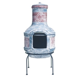 Buschbeck Mexiko-Grillkamin Geodesign Ton mit Grillrost auf Eisenfuß.