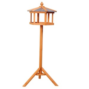 PawHut Vogelfutterhaus aus Holz mit Ständer und sechseckigem Zinkdach für den Garten.