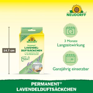 Neudorff Lavendelduftsäckchen Permanent, 3 Stück. Mittel gegen Kleidermotten für Kleiderschrank und Kommode.