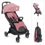 Rosa Globber Stroll Lite Buggy für Baby und Kleinkind. Leichtgewicht mit 1-Hand-Falt-Automatik, gefaltet und mit Regenschutz.