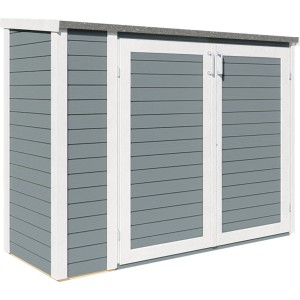 Bertilo Gartenschrank Multibox 3, grau, 200x82 cm, mit Doppeltür. Stauraum für Gartengeräte.