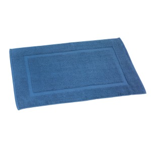 Wenko Duschvorleger Paradise Slate Blue, Baumwolle, 50x70 cm. Badteppich in blau mit rechteckiger Bordüre.