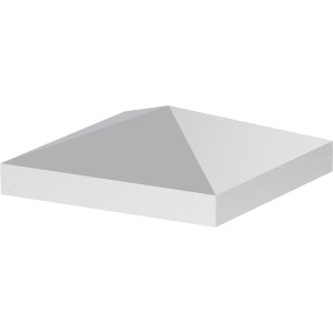 Silbergraue ZacAlu Abdeckkappe aus Metall für 73x73 Zaunpfosten.