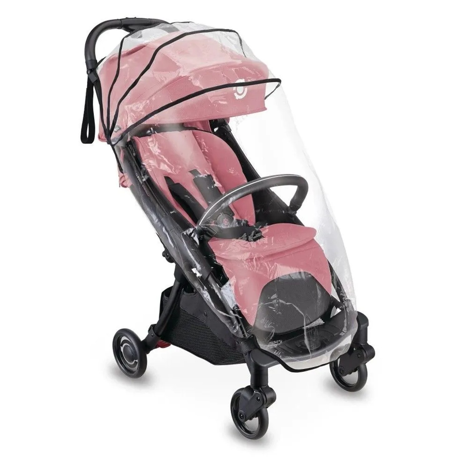 Rosa Globber Stroll Lite Buggy mit Regencover. Leichter Kinderwagen mit 1-Hand-Falt-Automatik für Baby & Kleinkind.