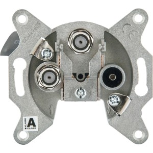 Schwaiger Antennensteckdose Einzeldose, silberfarben, mit F- und IEC-Buchse für Antennen- und Kabelanlagen.