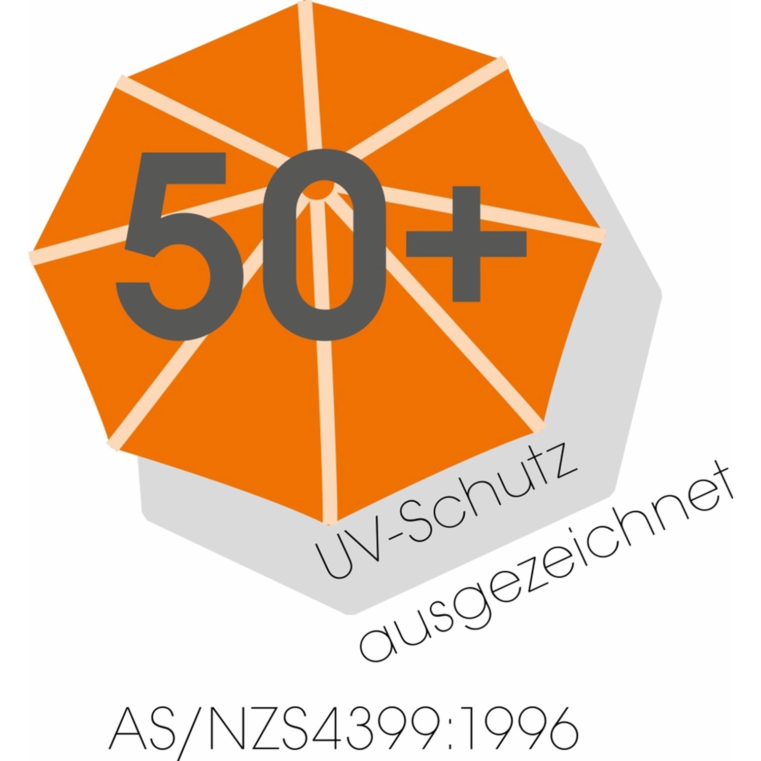 Schneider Marktschirm: UV-Schutz 50+ Siegel für Sonnenschirme.