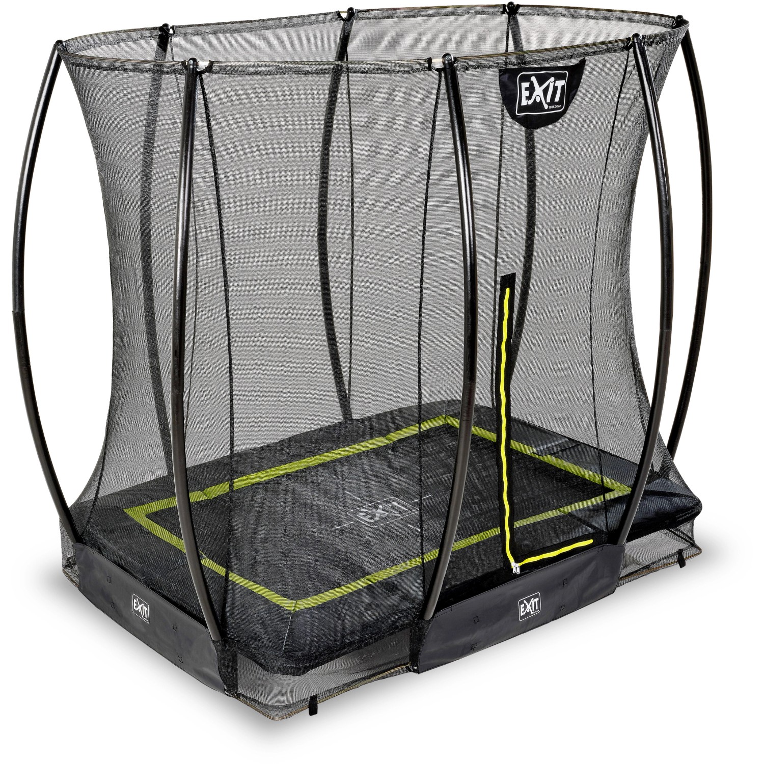 EXIT Silhouette Bodentrampolin 153x214 cm mit Sicherheitsnetz, schwarz.