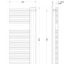 Technische Zeichnung: Schulte Design-Heizkörper Bologna, 121x50 cm, alpinweiß, Version rechts, mit Maßangaben.