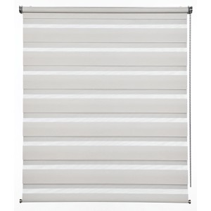 Gardinia Doppelrollo de Luxe, 90x240 cm, Creme. Rollo mit transparenten und blickdichten Streifen.