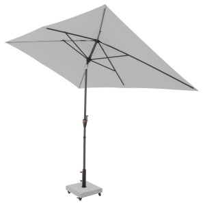 Hellgrauer, rechteckiger Doppler Marktschirm MyZone 200x300 mit Kurbelmechanik.