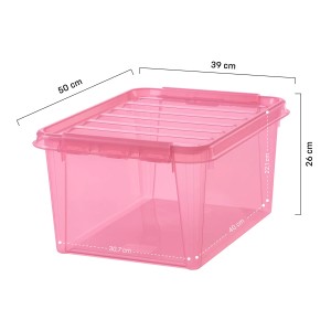Pinke SmartStore Colour 31 Aufbewahrungsbox mit Deckel und Clipverschluss.