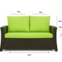 Set Gartenkissen für Polyrattan-Möbel, 120x60x50 cm, Lemon. Kissen für 2-Sitzer Gartensofa.