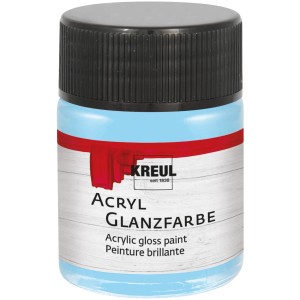 Kreul Acrylfarbe Glänzend Hellblau, 50ml Flasche. Bastelfarbe für glänzende Oberflächen.