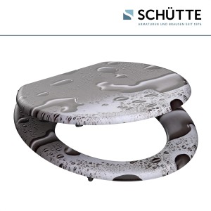 Schütte MDF WC-Sitz Grey Steel mit Wassertropfen-Design für handelsübliche WC-Becken.