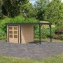 Karibu Gartenhaus Set Ernesto A mit Anbaudach, naturbelassen/anthrazit, 4,45 m².