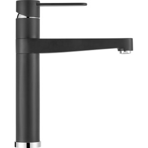 Schwarze baliv Küchenarmatur KI-1210, Einhebelmischer mit hohem, schwenkbarem Auslauf.