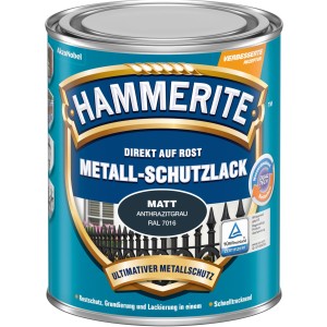 Dose Hammerite Metall-Schutzlack Anthrazit matt, Rostschutz, Grundierung und Lack in einem.