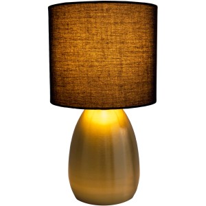 Näve Tischleuchte Aurum Gold-Schwarz, 33 cm, Design-Tischlampe mit Textilschirm.