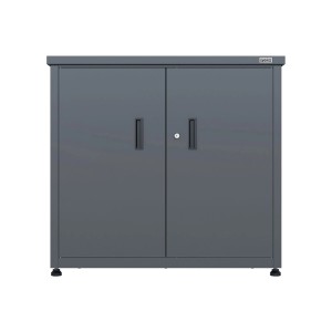 Weka Metall-Terrassenschrank Gary 1, anthrazitfarbiger Gartenschrank mit zwei Türen und Einlegeboden.