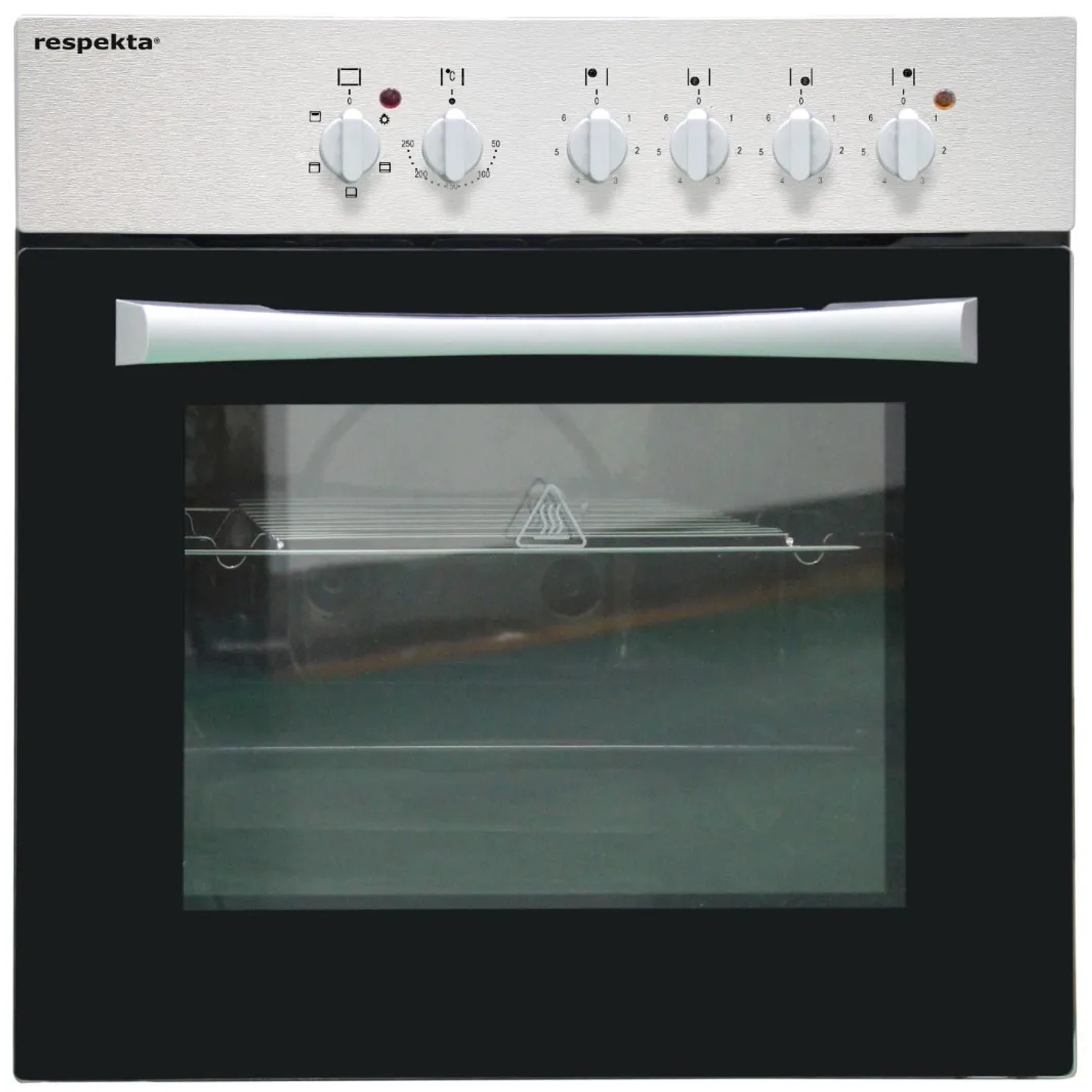 Respekta Einbauherd mit Glaskeramikkochfeld für Küchenzeile, Edelstahloptik mit schwarzer Glasfront.