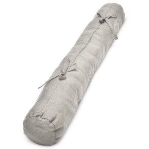Beautissu Viento Zugluftstopper, 90cm, hellgrau, mit Bindebändern.