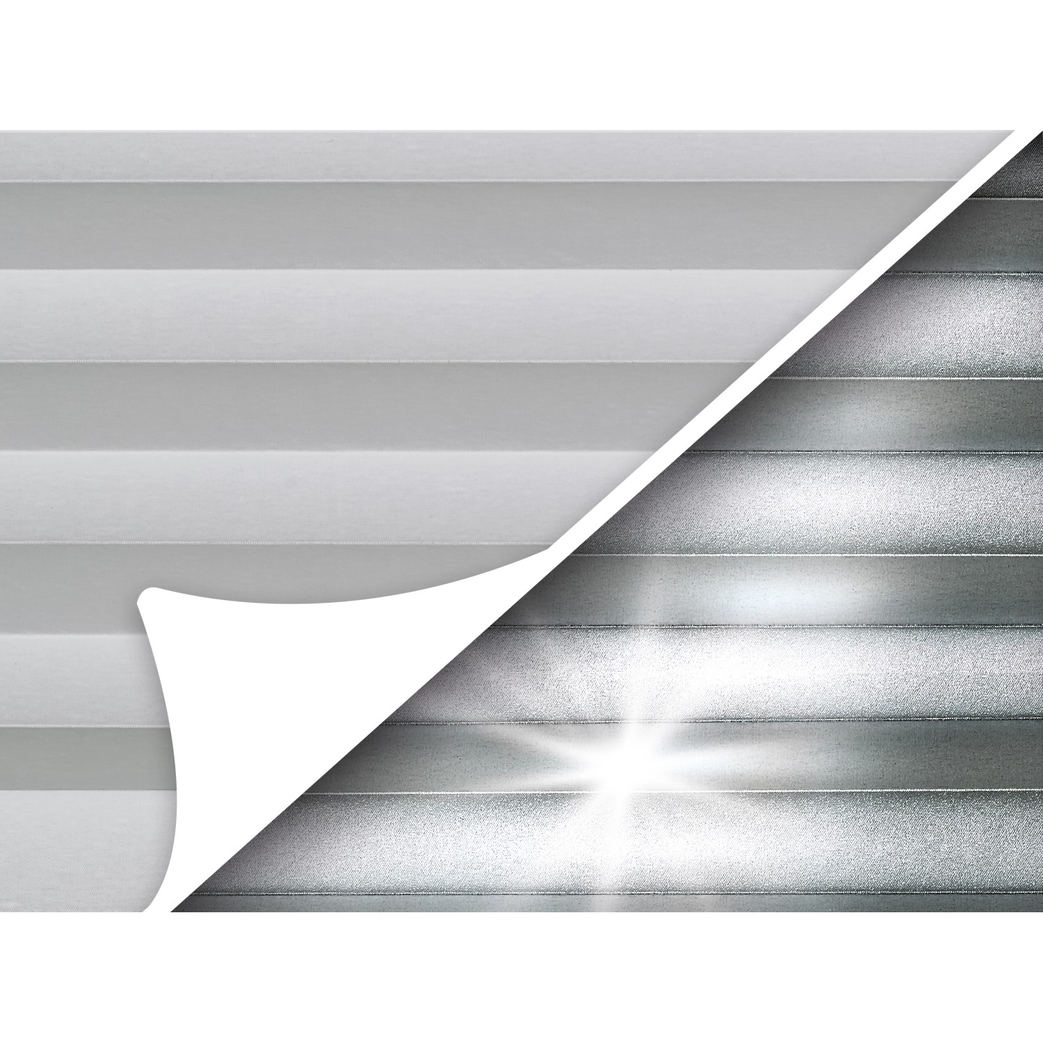 Thermo-Spannplissee Toledo, 90x130 cm, hellgrau, mit wärmereflektierender Beschichtung.