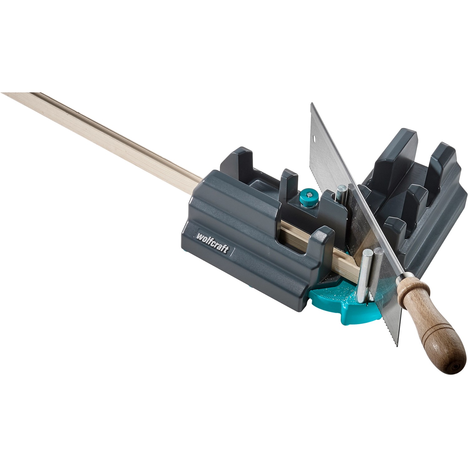 wolfcraft Montage-Set für Sockelleisten mit Schmiege, Schneidlade und Japansäge.