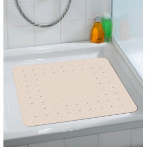 Beige Wenko Duscheinlage Mirasol, 54x54 cm, mit Saugnäpfen in Duschwanne.