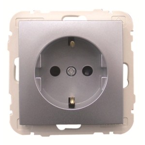 Logus Steckdose in Alu-Optik für Unterputzmontage, Schutzkontakt.