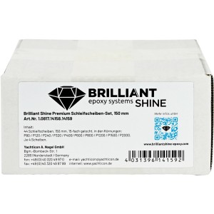 Brilliant Shine Schleifscheiben Set, 44 gelbe Schleifscheiben für Epoxidharz, Ø 15cm, Körnung P80-P2000.