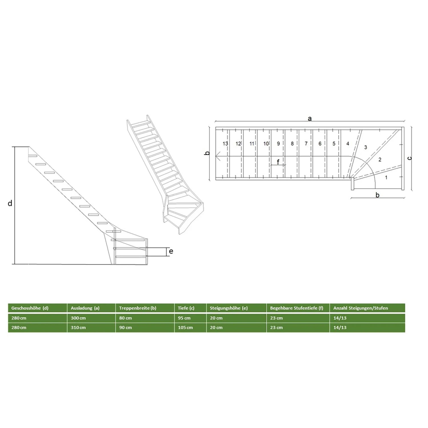 Treppe Mykonos Pro Eiche Gew. L 90 cm Holz-Edelstahl-Geländer FSC®_9