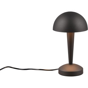 Schwarze Reality Tischleuchte Canaria im Pilzdesign mit goldfarbener Innenseite.