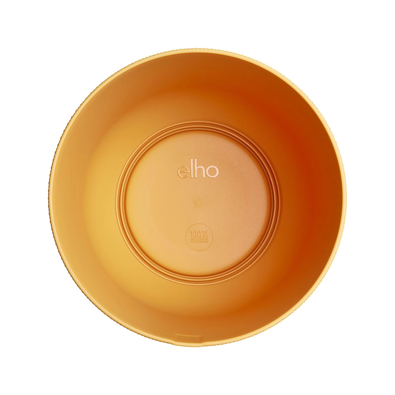 Elho Blumentopf Jazz, Ø 18,9 cm, warmes Gelb, Innenansicht des Übertopfs.
