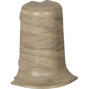 Außenecke KU050 Kalkeiche, Kunststoff, für Sockelleisten, 52,5x31,5x21 mm.