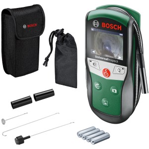Bosch UniversalInspect Inspektionskamera mit Zubehör und Tasche.