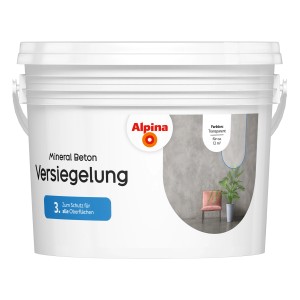 Weißer Eimer Alpina Versiegelung Mineral Beton 2-Komponenten 1,1 l für Effektfarben.