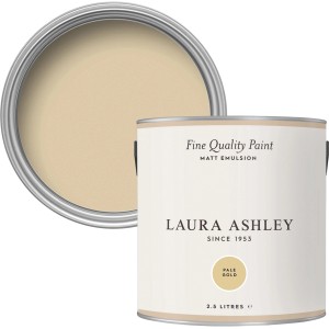 Laura Ashley Wandfarbe Pale Gold Gelb, 2,5l Dose. Bunte Wandfarbe für Innenräume.
