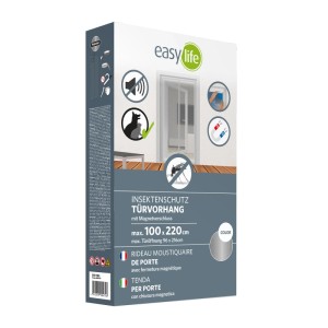 Verpackung des Easy Life Insektenschutz Türvorhangs mit Magnetverschluss, 100x220 cm, weiß.
