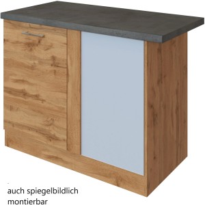 Held Möbel Eckunterschrank Sorrento in Wotaneiche mit Tür und Einlegeboden. Küchen Eckschrank für mehr Stauraum.