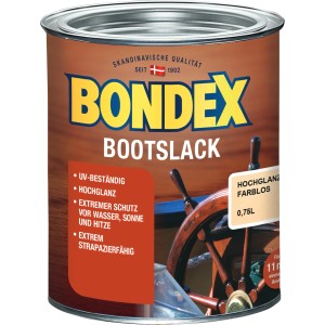 Dose Bondex Bootslack, farblos, 0,75 l, für Holz im Innen- und Außenbereich.