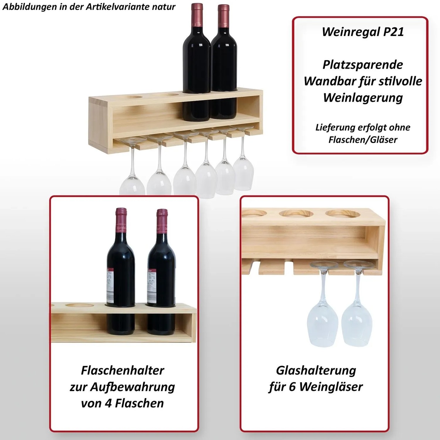 MCW Weinregal P21 Für 4 Flaschen/6 Gläser Holz 12x48x12cm Weiß kaufen bei OBI