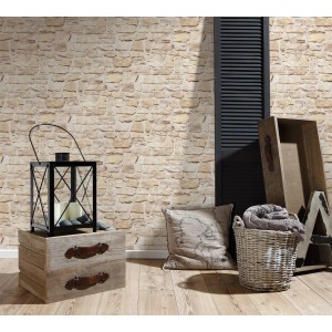 A.S. Création Vliestapete Il Decoro Stein Beige, Steinoptik für Wohnräume.