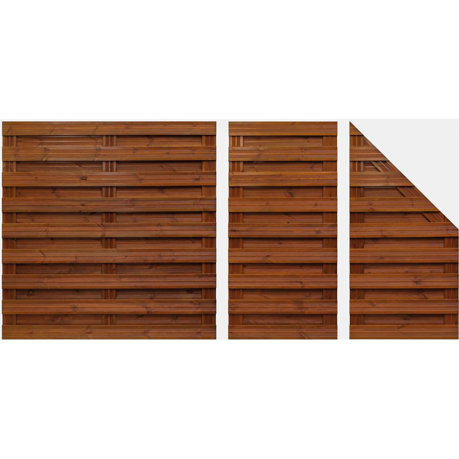 Braunes Sichtschutzzaun-Element Goch, 90x180 cm, aus lasiertem Holz für den Garten.