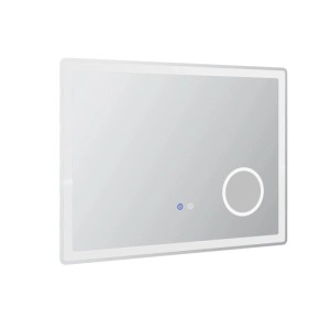 Rechteckiger Kleankin LED Badezimmerspiegel 80x60 cm mit 3x Vergrößerung, beleuchtetem Rand und Touch-Steuerung.