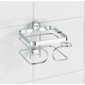 Glänzender Wenko Haartrocknerhalter Premium aus Edelstahl zur Wandmontage.
