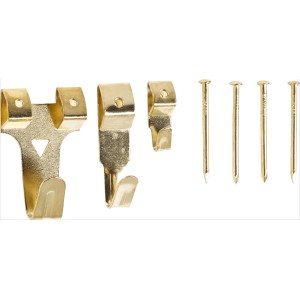 LUX Wandhaken-Set, 8-teilig, vermessingt, mit Nadeln zum Aufhängen von Deko und Bildern.